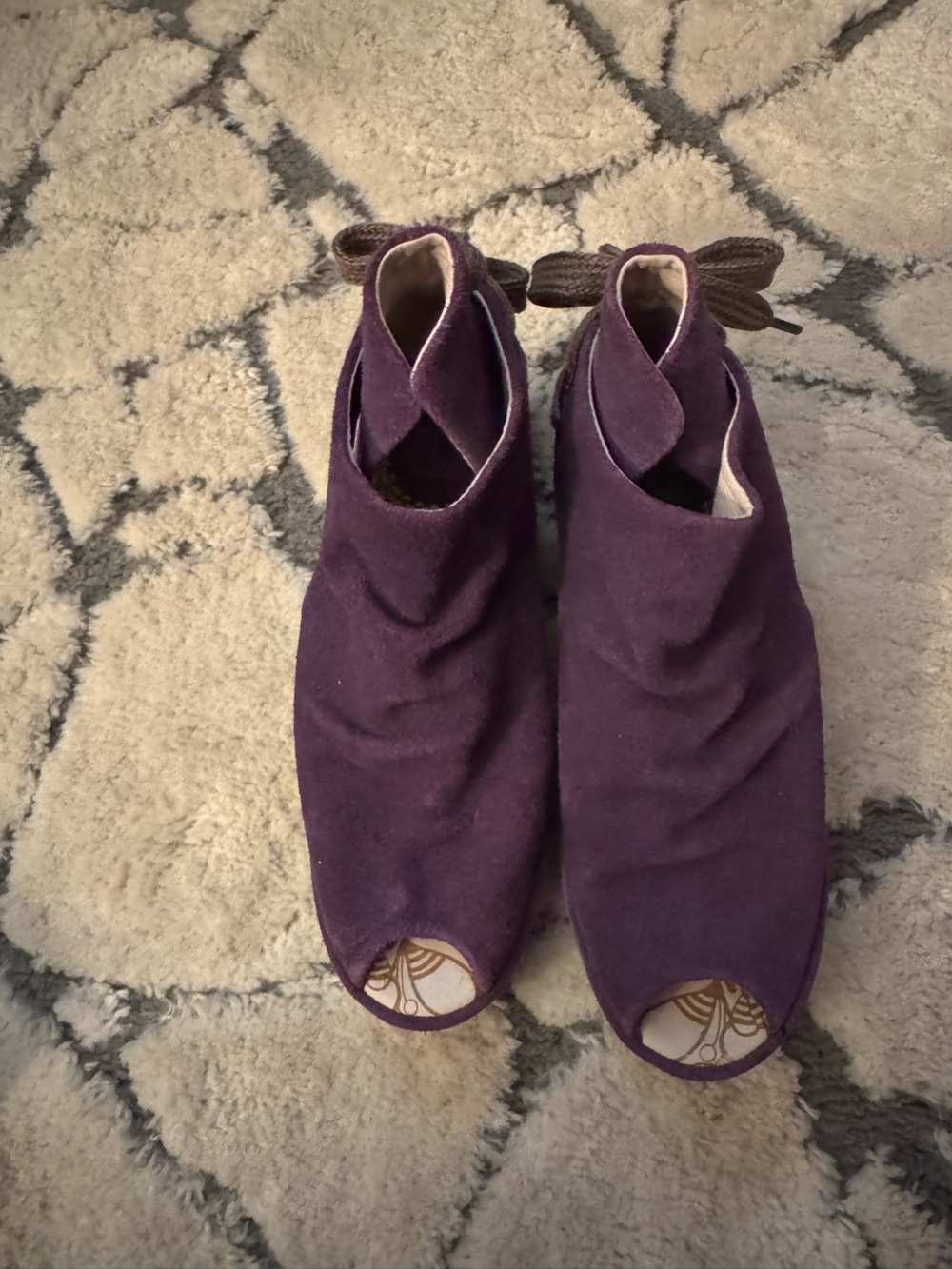 Fly London Purple Suede Open-Toe Mules
